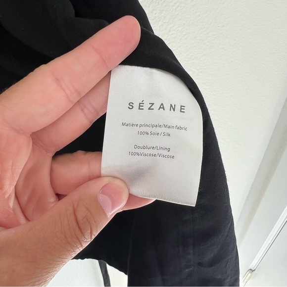 Sezane Eve Robe silk wrap Dress black - Picture 15 of 16